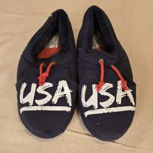 Champion Slippers USA Print Size 13 Navy Blue Red Stars